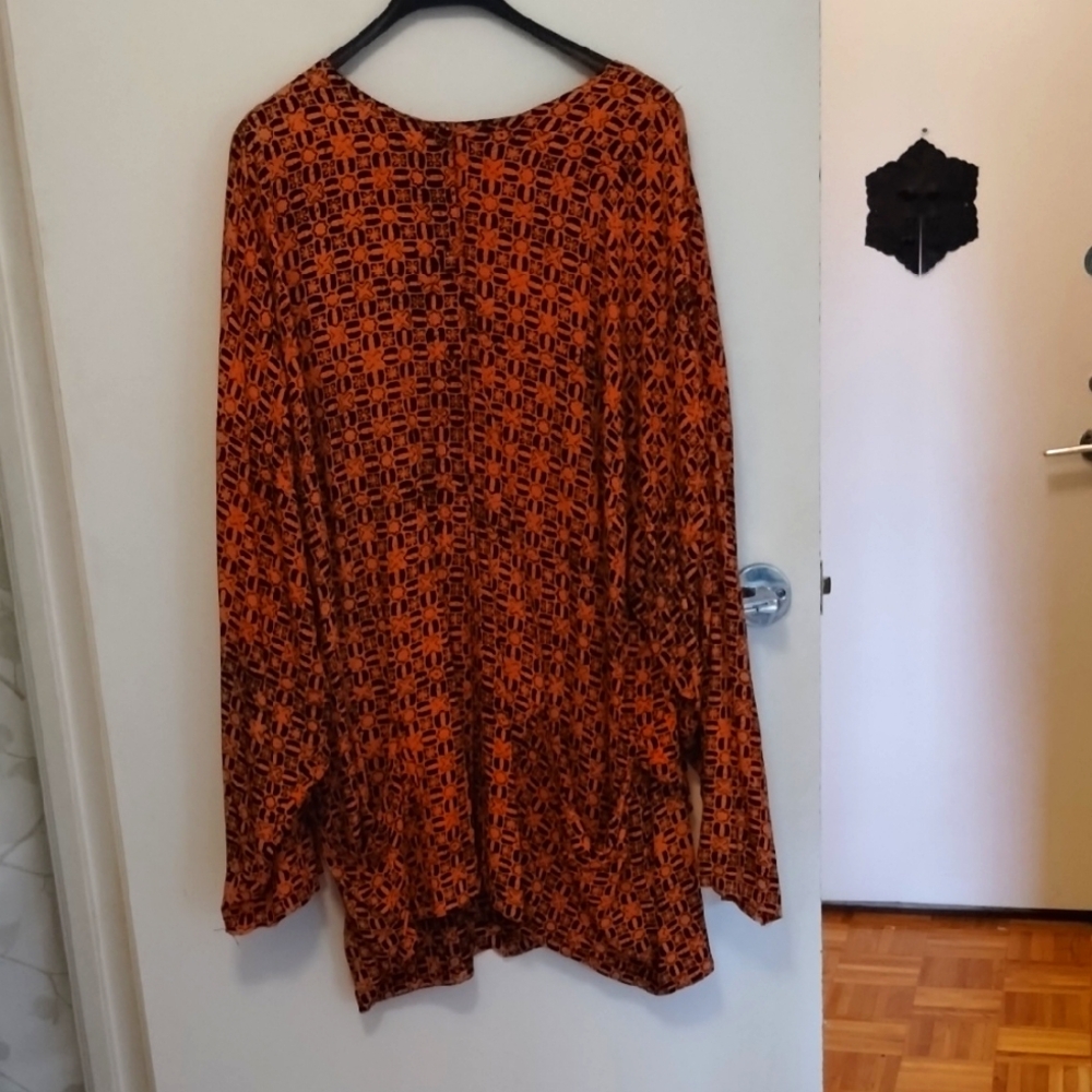 Vibrant Orange Geometric Women's Tunic